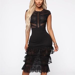 Fashionova Black lace midi dress size XS